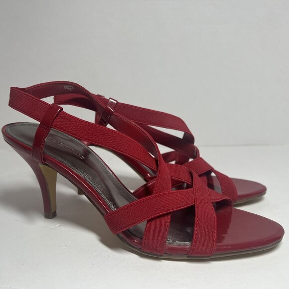 Predictions Women’s Red Strapped Sandal Shoes 3” Heels Sz 7 M Slingback - Picture 3 of 11